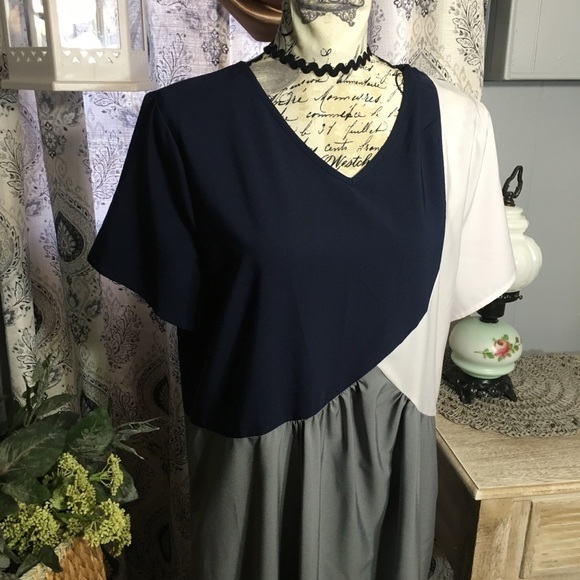 MISSLOOK color block short sleeve maxi dress - Picture 2 of 8